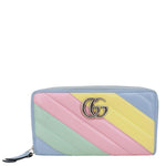 Gucci GG Marmont Matelasse Calfskin Leather Zip Around Wallet Pastel Multicolor