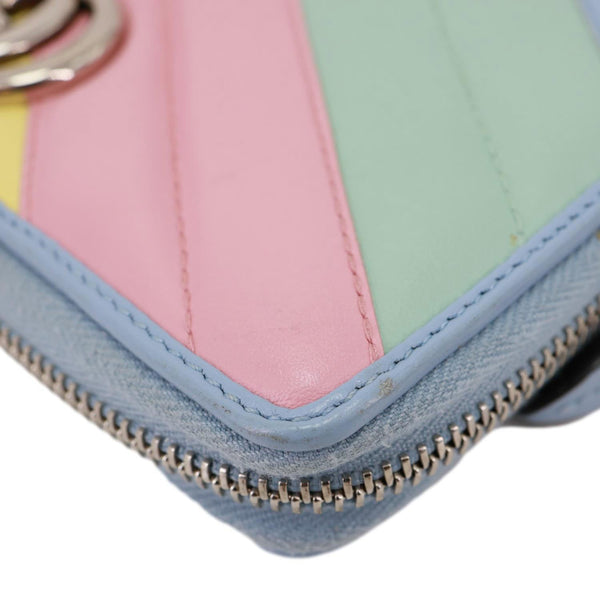 Gucci GG Marmont Matelasse Calfskin Leather Zip Around Wallet Pastel Multicolor