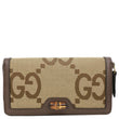 GUCCI Diana Bamboo GG Jumbo Canvas Continental Zip Around Wallet Beige 658634