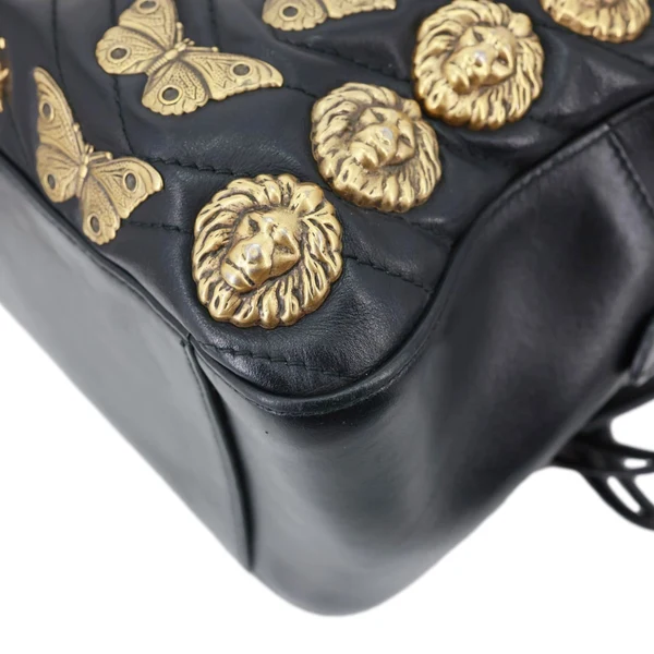 GUCCI GG Marmont Animal Studs Leather Backpack Black 476671