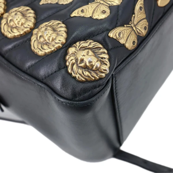 GUCCI GG Marmont Animal Studs Leather Backpack Black 476671