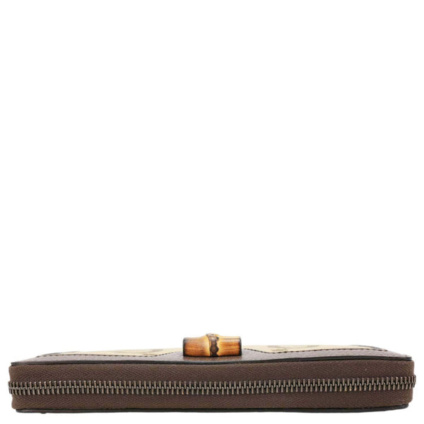 GUCCI Diana Bamboo GG Jumbo Canvas Continental Zip Around Wallet Beige 658634