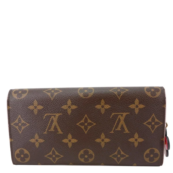 LOUIS VUITTON Emilie Bloom Flowers Monogram Canvas Wallet Rose Ballerine