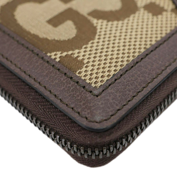 GUCCI Diana Bamboo GG Jumbo Canvas Continental Zip Around Wallet Beige 658634