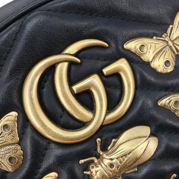 GUCCI GG Marmont Animal Studs Leather Backpack Black 476671