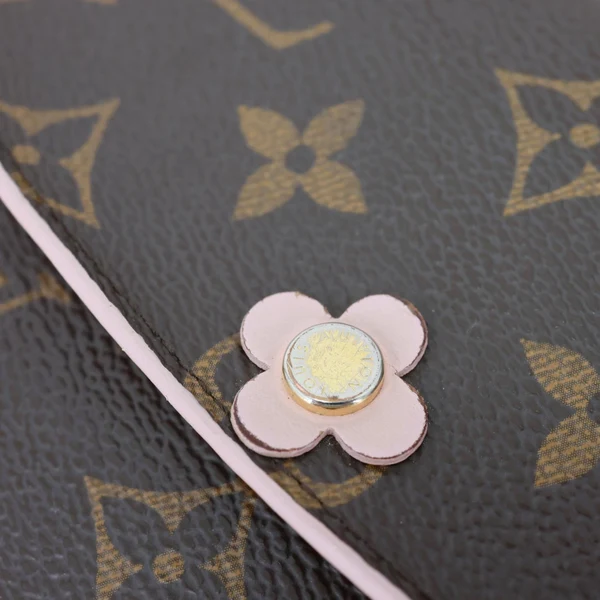 LOUIS VUITTON Emilie Bloom Flowers Monogram Canvas Wallet Rose Ballerine