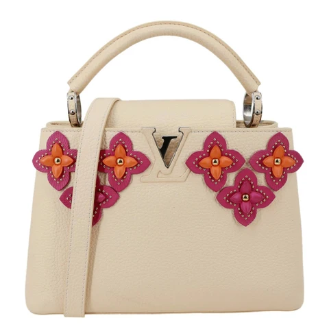 LOUIS VUITTON Capucines BB Mechanical Flowers Taurillon Leather Crossbody Bag Cream