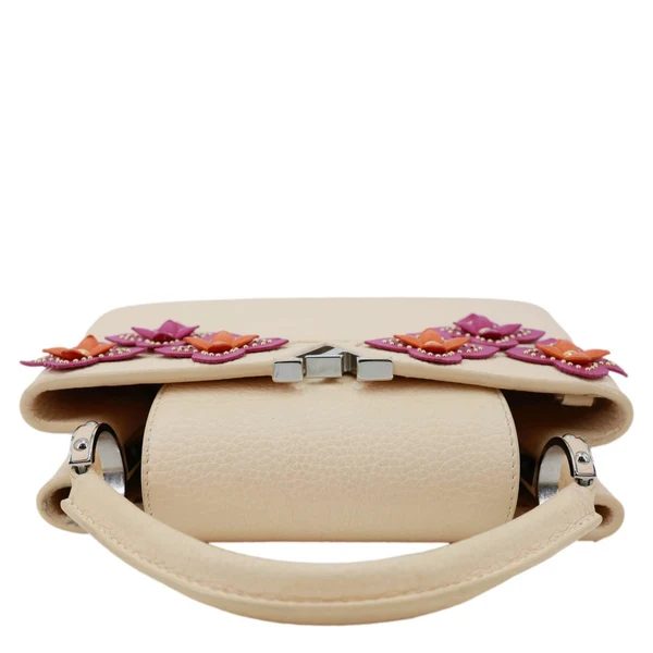 LOUIS VUITTON Capucines BB Mechanical Flowers Taurillon Leather Crossbody Bag Cream