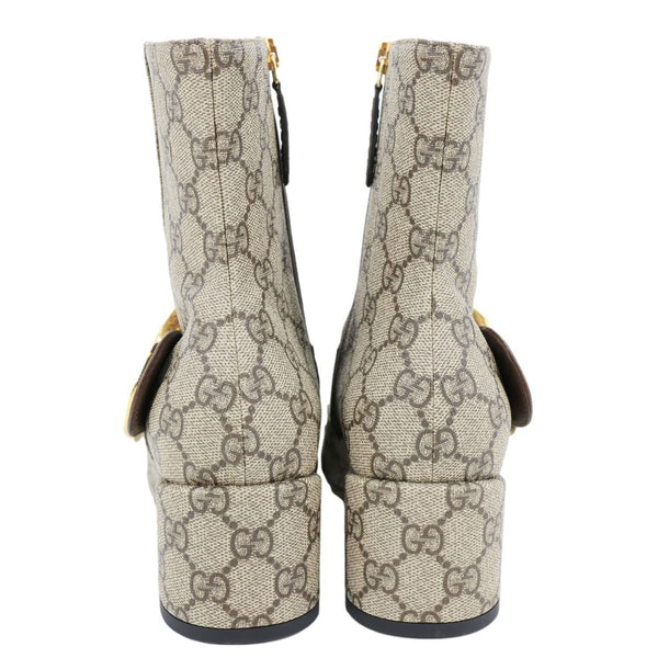 Gucci GG Supreme Leather Trim Embellishment Boots Beige Size 38
