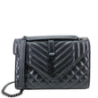 YVES SAINT LAURENT Envelope Flap Mixed Matelasse Grain De Poudre Chain Shoulder Bag Black