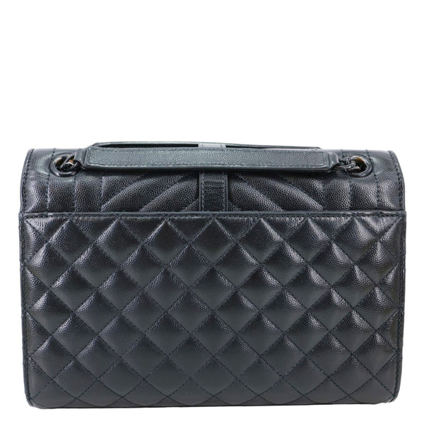 YVES SAINT LAURENT Envelope Flap Mixed Matelasse Grain De Poudre Chain Shoulder Bag Black