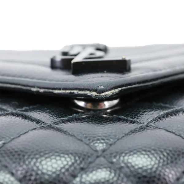 YVES SAINT LAURENT Envelope Flap Mixed Matelasse Grain De Poudre Chain Shoulder Bag Black