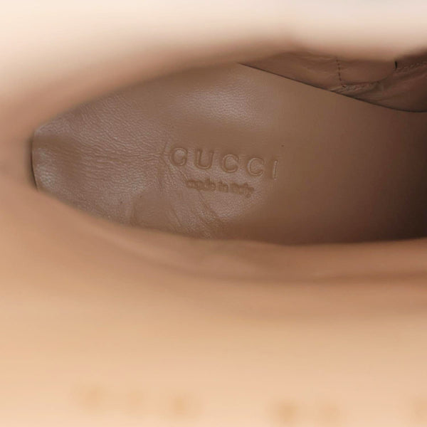 Gucci GG Supreme Leather Trim Embellishment Boots Beige Size 38
