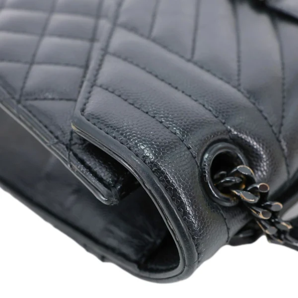 YVES SAINT LAURENT Envelope Flap Mixed Matelasse Grain De Poudre Chain Shoulder Bag Black