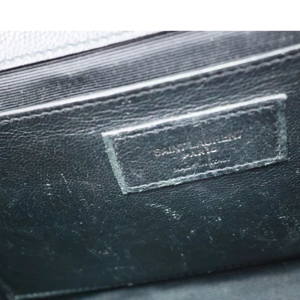 YVES SAINT LAURENT Envelope Flap Mixed Matelasse Grain De Poudre Chain Shoulder Bag Black