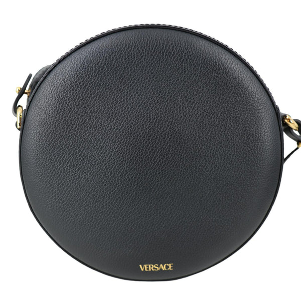VERSACE La Medusa Mini Calfskin Leather Round Crossbody Bag Black