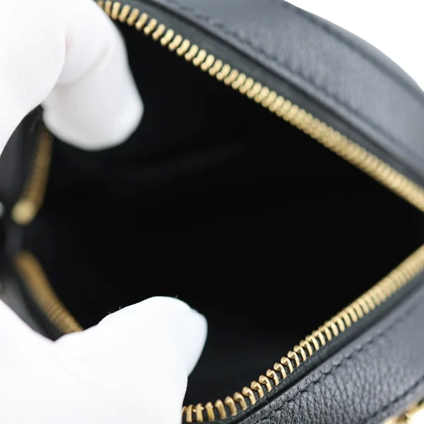 VERSACE La Medusa Mini Calfskin Leather Round Crossbody Bag Black