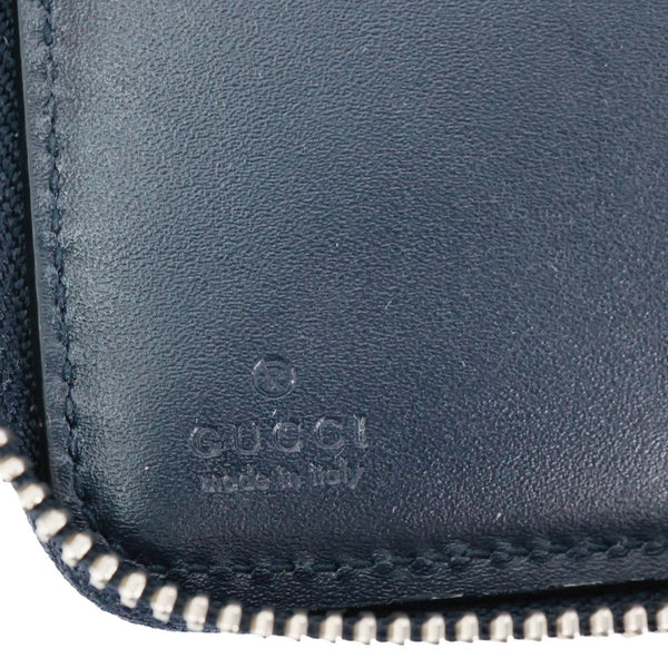 GUCCI GG Leather Zippy Wallet Navy Blue