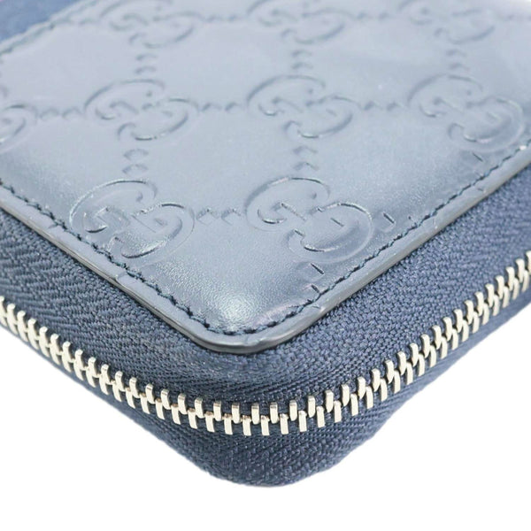 GUCCI GG Leather Zippy Wallet Navy Blue