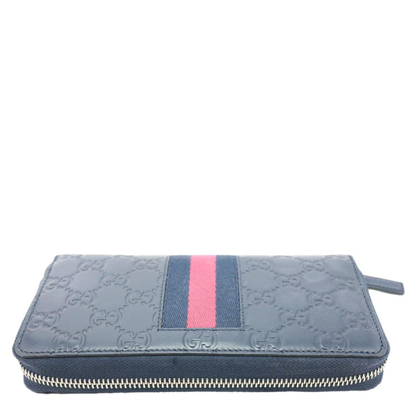 GUCCI GG Leather Zippy Wallet Navy Blue