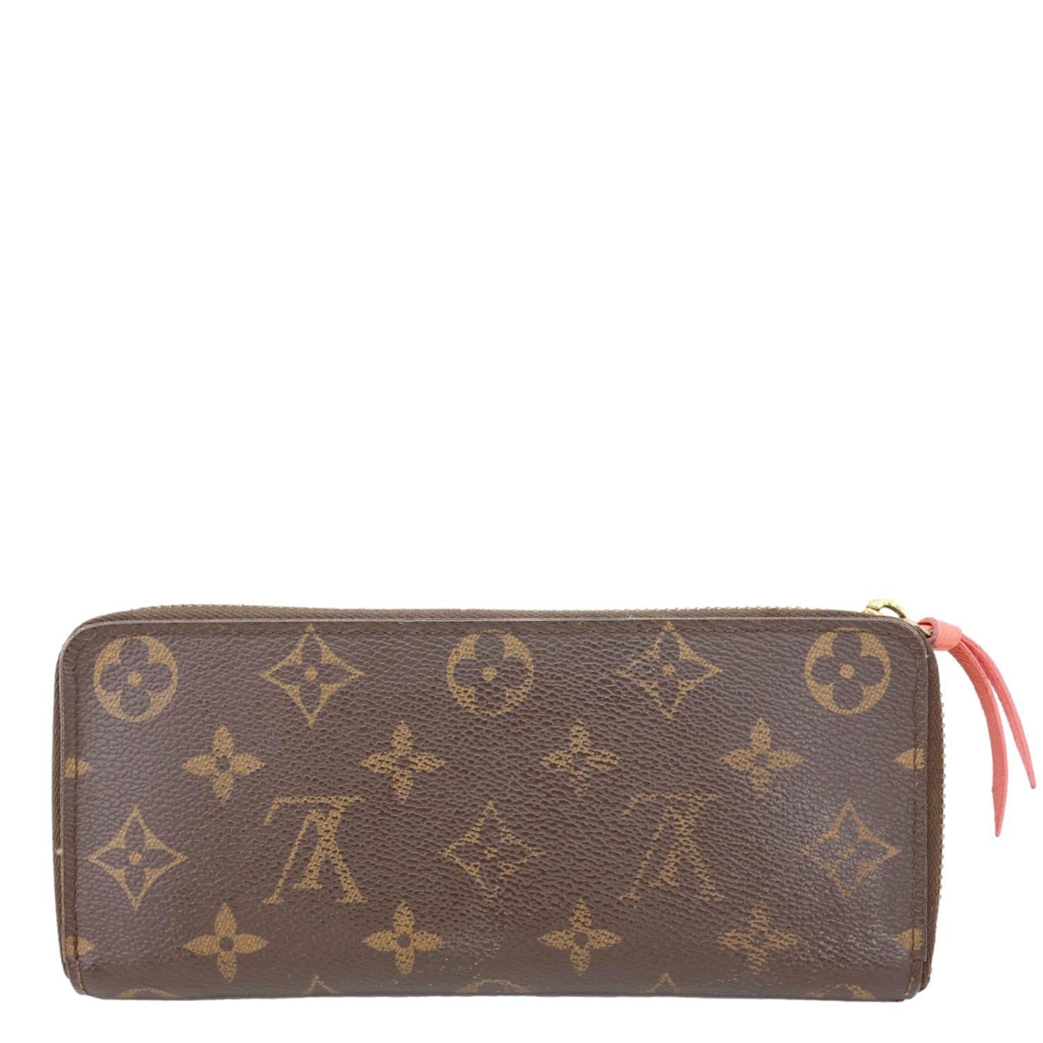 LOUIS VUITTON Clemence Monogram Canvas Zippy Wallet Brown