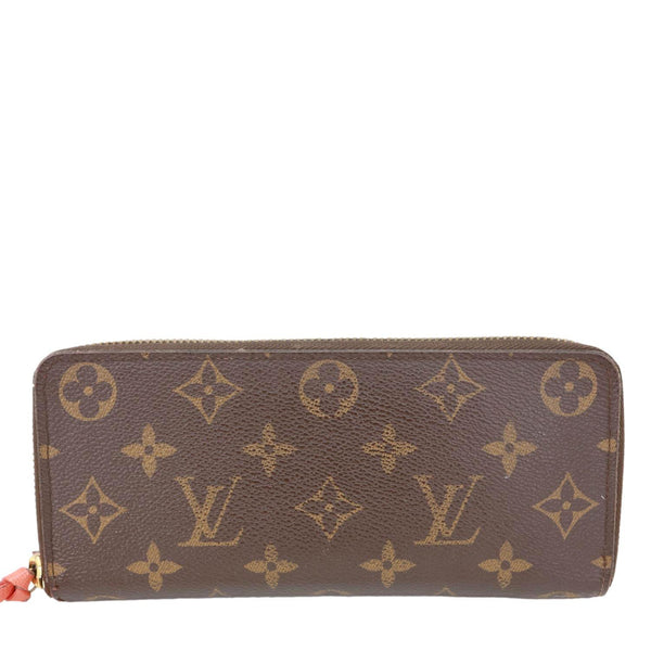 LOUIS VUITTON Clemence Monogram Canvas Zippy Wallet Brown