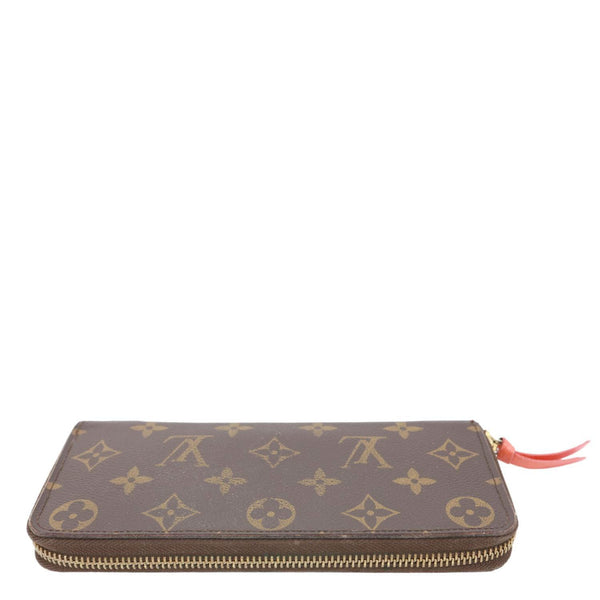 LOUIS VUITTON Clemence Monogram Canvas Zippy Wallet Brown