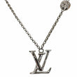LOUIS VUITTON LV Initials Metal Chain Necklace Silver