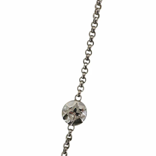 LOUIS VUITTON LV Initials Metal Chain Necklace Silver