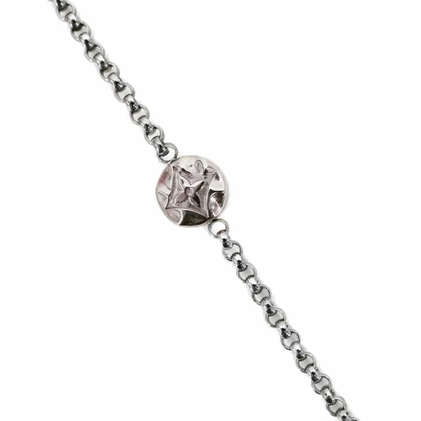 LOUIS VUITTON LV Initials Metal Chain Necklace Silver