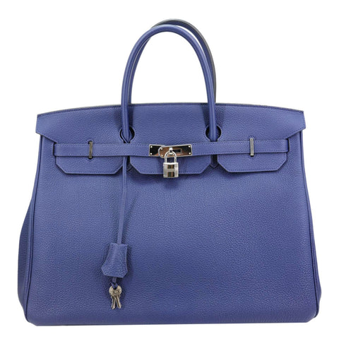 Hermes Birkin 40 Togo Leather Tote Bag Bleu Encre