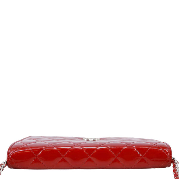 CHANEL Brilliant WOC Quilted Patent Leather Crossbody Wallet Red