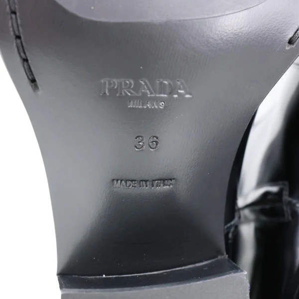 PRADA Hammer Leather Western Boots Black Size 36