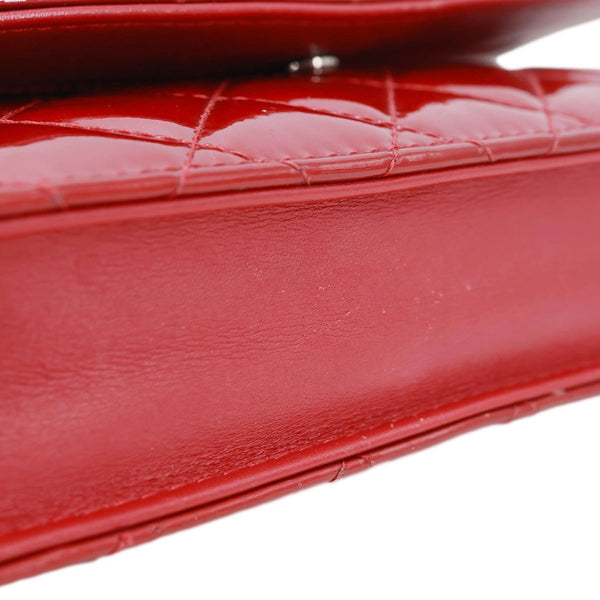 CHANEL Brilliant WOC Quilted Patent Leather Crossbody Wallet Red