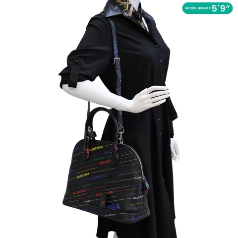 BALENCIAGA Ville XXS Calfskin Leather Top Handle Crossbody Bag Black