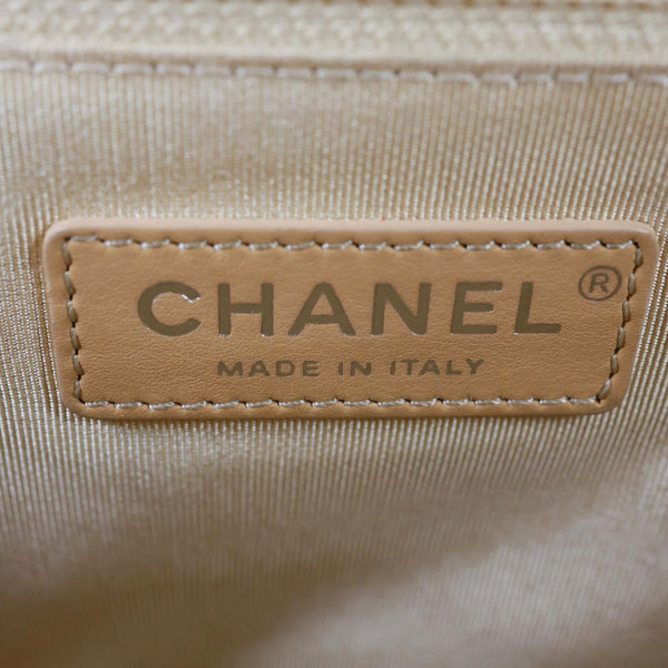 CHANEL Boy Flap Medium Chevron Calfskin Leather Chain Shoulder Bag Beige