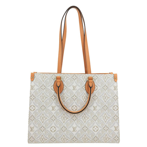 LOUIS VUITTON Since 1854 Onthego MM Jacquard Shoulder Bag Off White