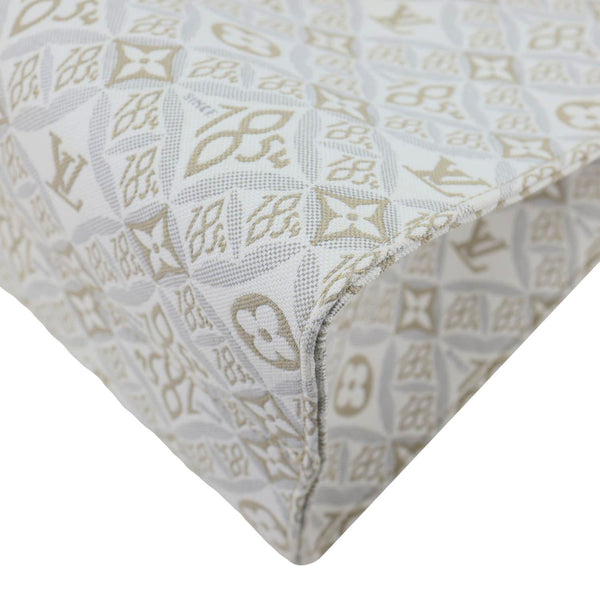LOUIS VUITTON Since 1854 Onthego MM Jacquard Shoulder Bag Off White