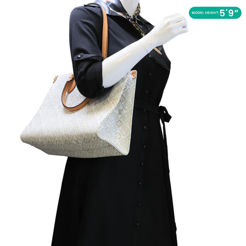 LOUIS VUITTON Since 1854 Onthego MM Jacquard Shoulder Bag Off White