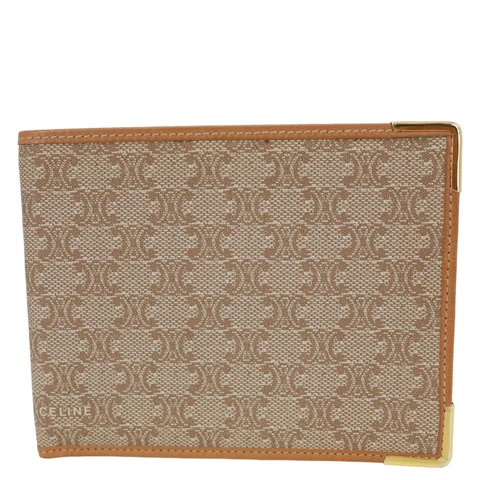CELINE Vintage Macadam Canvas Bifold Mens Wallet Beige
