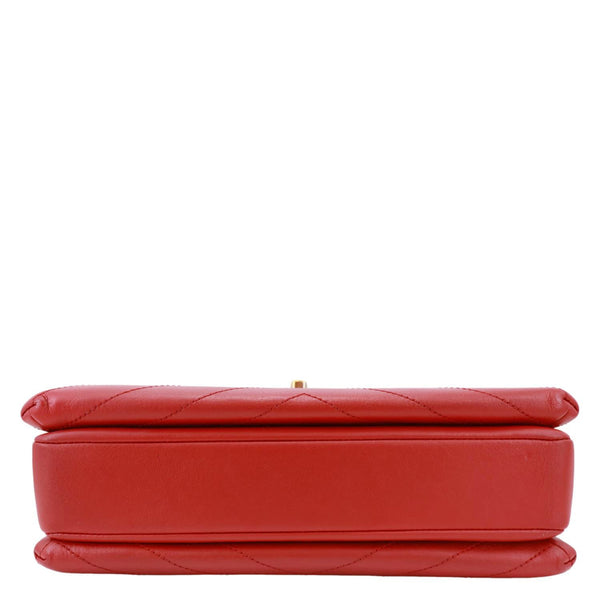 CHANEL Envelope Flap Lambskin Chevron Stitched Leather Crossbody Bag Red