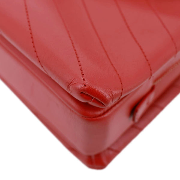 CHANEL Envelope Flap Lambskin Chevron Stitched Leather Crossbody Bag Red