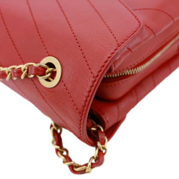CHANEL Envelope Flap Lambskin Chevron Stitched Leather Crossbody Bag Red