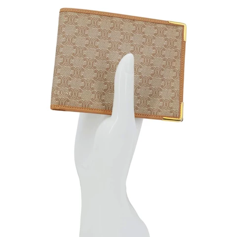 CELINE Vintage Macadam Canvas Bifold Mens Wallet Beige