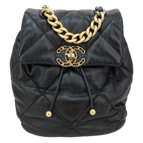 CHANEL 19 Quilted Lambskin Leather Backpack Black