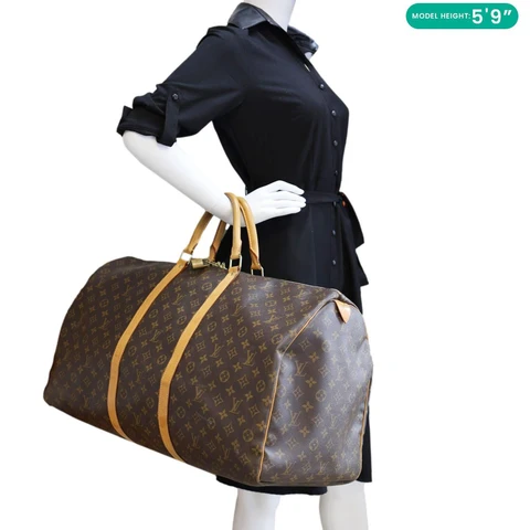 LOUIS VUITTON Keepall 55  Monogram Canvas Travel Bag Brown