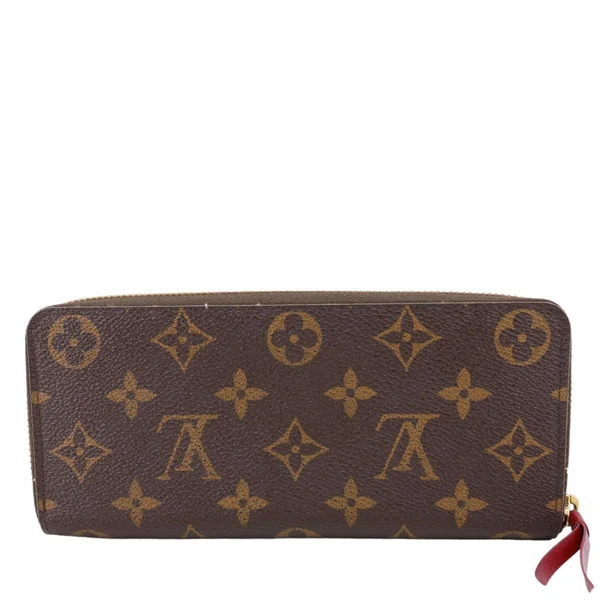 LOUIS VUITTON Clemence Monogram Canvas Zippy Wallet Brown