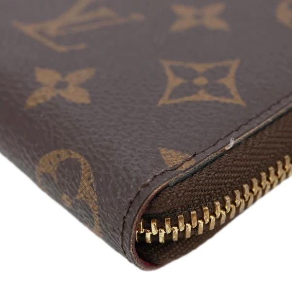 LOUIS VUITTON Clemence Monogram Canvas Zippy Wallet Brown
