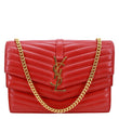 YVES SAINT LAURENT Sulpice Matelasse Leather Wallet On Chain Red