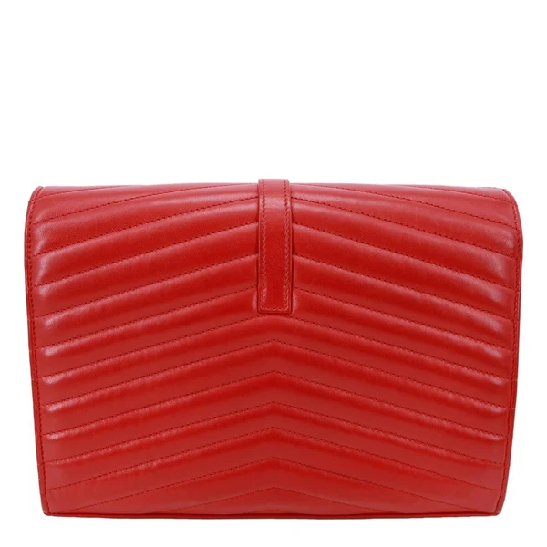 YVES SAINT LAURENT Sulpice Matelasse Leather Wallet On Chain Red